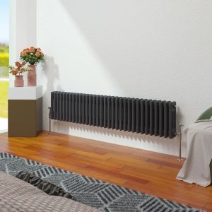Belfry Heating Vallie Horizontal Traditional Column Cast Iron Style Designer Radiator gray/black 30.0 H x 146.0 W cm