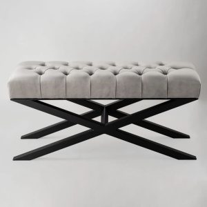 Canora Grey Bench Quilted Industrial gray/black 45.0 H x 90.0 W x 30.0 D cm