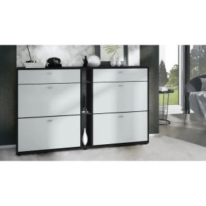 Metro Agisilaos 32 Pair Flip Down Shoe Storage white/black 95.0 H x 155.5 W x 28.0 D cm