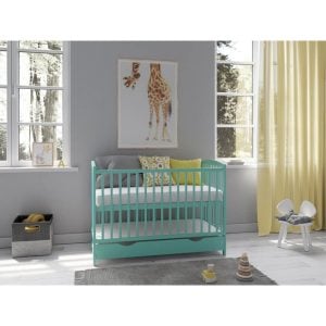 Mack + Milo Amburgey Cot with Mattress green/blue 90.0 H x 124.0 W cm