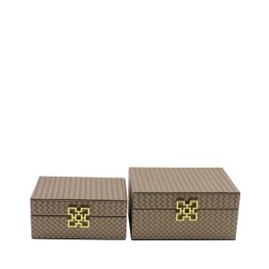 CIMC Home Elegant Faux Leather Jewellery Boxes, Decorative Storage Case yellow/brown 12.5 H x 26.0 W x 21.0 D cm