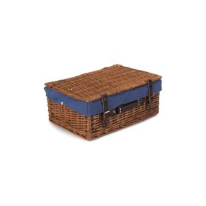 17 Stories 45Cm Double Steamed Wicker Picnic Basket With Blue Lining blue/brown 19.0 H x 46.0 W x 30.0 D cm