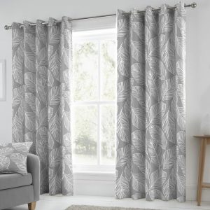 Fusion Matteo Eyelet Curtains gray/white/brown 229 W x 229 D cm
