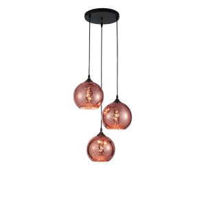 Brayden Studio Tabiauea 3-Light Cluster Pendant black/brown 35.0 H x 30.0 W x 30.0 D cm