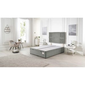 Ebern Designs Flexby Ottoman Bed gray/white/brown 38.0 H x 150.0 W x 200.0 D cm