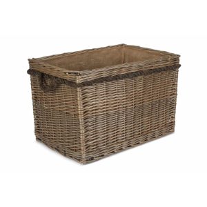 Brambly Cottage Coaling Wicker Rope Handled Log Basket with Lining white/brown 38.0 H x 58.0 W x 38.0 D cm