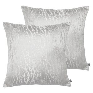 Riva Home Prestigious Textiles Hamlet Metallic Feather Filled Cushion gray/white/brown 50.0 H x 50.0 W x 3.0 D cm