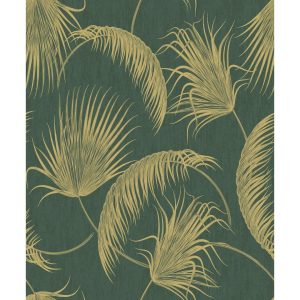 17 Stories Oasis Leaves 10m x 53cm Metallic Finish Wallpaper Roll green/white/brown 53.0 W cm