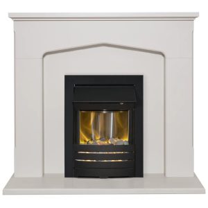 Adam Cotswold Electric Fireplace Suite white/brown 59.5 H x 48.5 W x 15.6 D cm