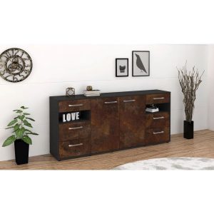 17 Stories 180cm Wide 4 Drawer Sideboard gray/black/brown 78.5 H x 180.0 W x 31.6 D cm