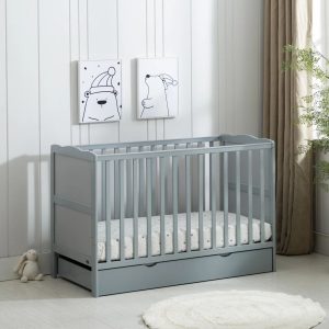 Harriet Bee Draper Cot Bed with Mattress white/brown 85.0 H x 126.0 W cm