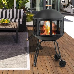 Borough Wharf Lauver 108Cm H x 69Cm W Steel Wood Burning Outdoor Fire Pit black/brown/gray 108.0 H x 69.0 W x 51.0 D cm