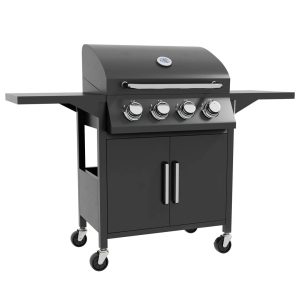 Bretney Dakota Fields 4 - Burner Free Standing Propane 40000 BTU BTU Gas Grill with Cabinet black/gray 109.0 H x 132.0 W x 30.0 D cm
