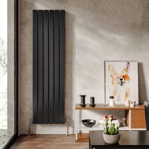 Belfry Heating Carney Vertical Flat Panel Radiator black/gray 160.0 H x 45.6 W x 6.1 D cm