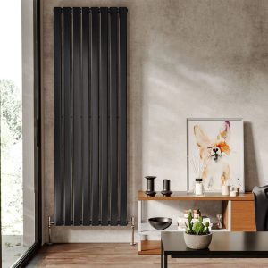 Belfry Heating Carmona Vertical Flat Panel Radiator black/gray 1800.0 H x 608.0 W x 47.0 D cm