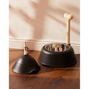Alessi Lulà Dog Bowl black/brown/gray 21.2 H x 22.7 W x 22.7 D cm