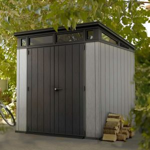 Keter Artisan 7 ft. W x 7 ft. D Pent Outdoor Garden Shed brown/gray 226.06 H x 213.995 W x 217.9828 D cm