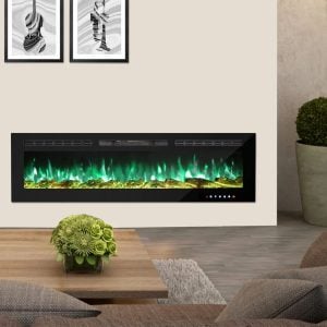 17 Stories Eul 102Cm W Recessed Wall Mounted Fire black/gray 43.0 H x 102.0 W x 14.0 D cm