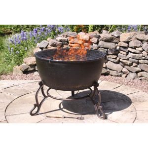 Gardeco Cast Iron Wood/Charcoal Fire Pit black/brown/gray 51.0 H x 60.5 W x 60.5 D cm