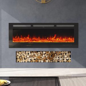 Wayfair Basics™ Gulbranson Electric Fire black/gray 55.0 H x 152.0 W x 15.0 D cm