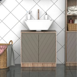 Hashtag Home Wilton 60cm x 59.8cm Free Standing Cabinet brown/gray 59.8 H x 60.0 W x 30.0 D cm