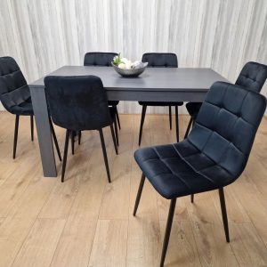 17 Stories Millford 6 - Person Dining Set brown/gray 75.0 H x 80.0 W x 140.0 D cm