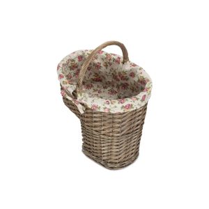 Lily Manor Wicker Stair Storage Basket with Garden Rose Lining brown/green/pink 42.0 H x 39.0 W x 26.0 D cm