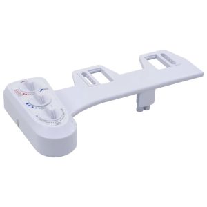 vidaXL Attachment Hot Cold Water Dual Nozzles Toilet Seat Bidet white