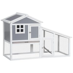 PawHut Rabbit stall blue/brown/white 100.0 H x 150.0 W x 66.0 D cm