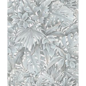 17 Stories Entrekin Jungle Leaves 10m x 53cm Wallpaper Roll green/white 1000.0 H x 53.0 W cm