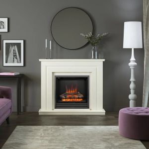 Flare Whitham Electric Fireplace brown/white 101.1 H x 122.0 W x 30.0 D cm