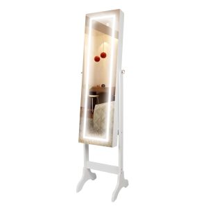 Zipcode Design Walcourt Jewellery Armoire with Mirror brown/white 153.5 H x 35.5 W x 33.5 D cm