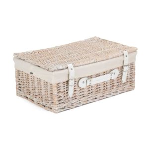 17 Stories 45Cm White Wicker Picnic Basket With White Lining gray/white 19cm H x 46cm W x 30.5cm D