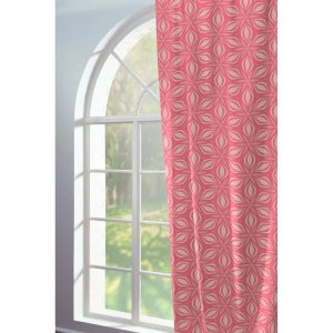 Ebern Designs Delmira Retro Floret Slot Top Room Darkening Curtain red/pink/white 225.0 H cm