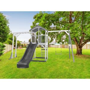 AXI Beach Tower Climbing Frame Swing Set brown/gray/white 241.91 H x 446.0 W x 349.0 D cm