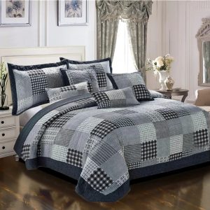August Grove Oronoco Bedspread Set with 3 Pieces black/white 255 x 275 cm Bedspread - 2 Shams
