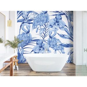 17 Stories Coplay Matte Wall Mural blue/white 280.0 H x 350.0 W cm