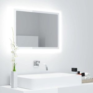 17 Stories Heylee Rectangle Wood Wall Mirror gray/white 37.0 H x 60.0 W x 8.5 D cm