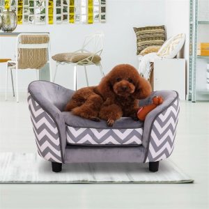 Archie & Oscar Freddie Dog Sofa in Grey gray/white 40.5 H x 35.5 W x 66.5 D cm