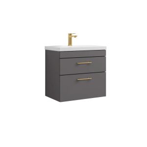 Nuie 605mm Wall Hung Single Vanity Unit brown/gray/white 5.79 H x 6.05 W x 38.989 D cm