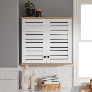 17 Stories 60cm W x 56cm H x 19cm D Wall Mounted Bathroom Cabinet brown/white 56.0 H x 60.0 W x 19.0 D cm