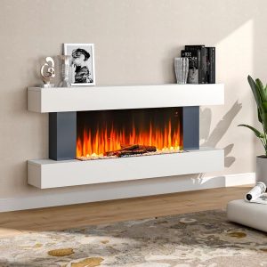 Ancil Metro Lane 132cm W Electric Inset Fire black/brown/white 58.0 H x 132.0 W x 21.0 D cm