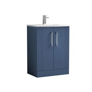 Nuie Deco 600mm Floor Standing 2-Door Vanity & Curved Basin brown/white 84.0 H x 61.0 W x 44.0 D cm