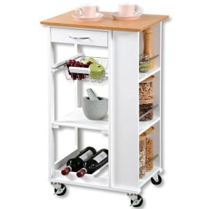 Kesper 50 Cm Kitchen Trolley with Locking Wheels brown/white 87.0 H x 50.0 W x 37.0 D cm