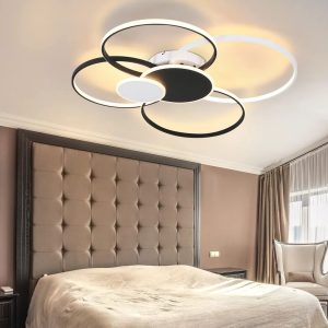 Ivy Bronx Deges LED Semi Flush Mount black/white 94.0 H x 92.0 W x 11.0 D cm