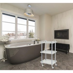 Ivy Bronx Servierwagen Zeigler gray/white 95.0 H x 49.0 W x 38.0 D cm