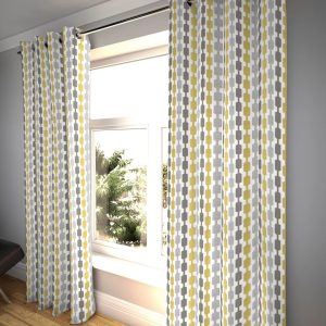 17 Stories Anne Lotta Tailored Eyelet Blackout Thermal Curtains gray/yellow 182.0 H cm