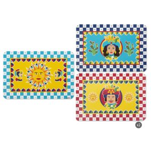 Excelsa Sicilian Rhapsody Set Of 6 Placemats blue/orange/white/yellow 28.5 H x 43.0 W x 0.1 D cm