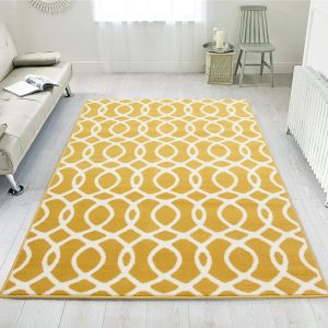 17 Stories Anabeatriz Tufted Ochre/White Rug white/yellow 60.0 W x 1.0 D cm