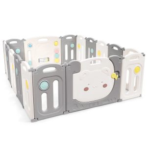 Zoomie Kids Marymount 63cm H 16 Panel gray/yellow 63.0 H x 216.0 W x 216.0 D cm